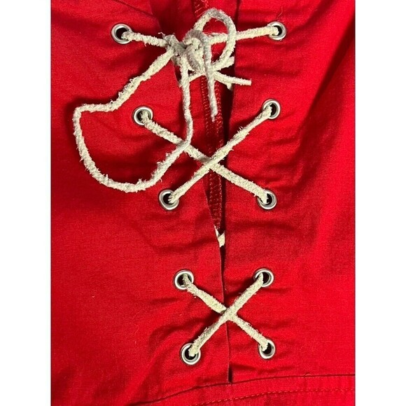 No Boundaries Stretch Junior Women's Size 1X Shirt‎ Y2k Zie-Up Peasant Style Red - Picture 7 of 9
